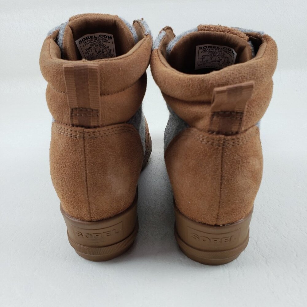 Sorel Evie Ankle Boot Womens 8 Brown Suede Hidden Wedge Heel Lace Up Waterproof - Picture 11 of 15
